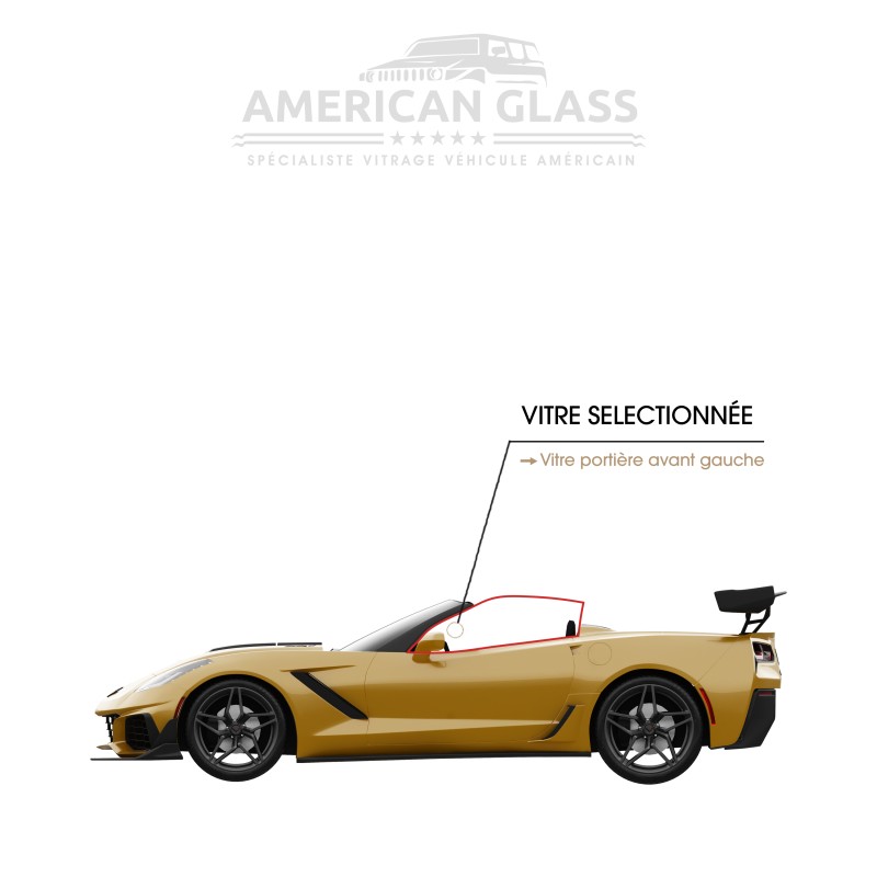 VITRE PORTIÈRE AVANT GAUCHE CORVETTE C7 CONVERTIBLE 2014-2019