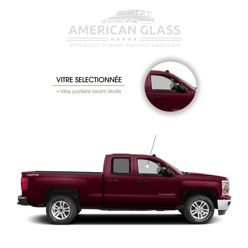 VITRE PORTIÈRE AVANT DROITE CHEVROLET SILVERADO DOUBLE CAB 2014-2016