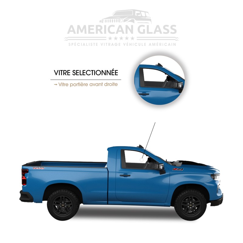 VITRE PORTIÈRE AVANT DROITE CHEVROLET SILVERADO REGULAR CAB 2017-2024